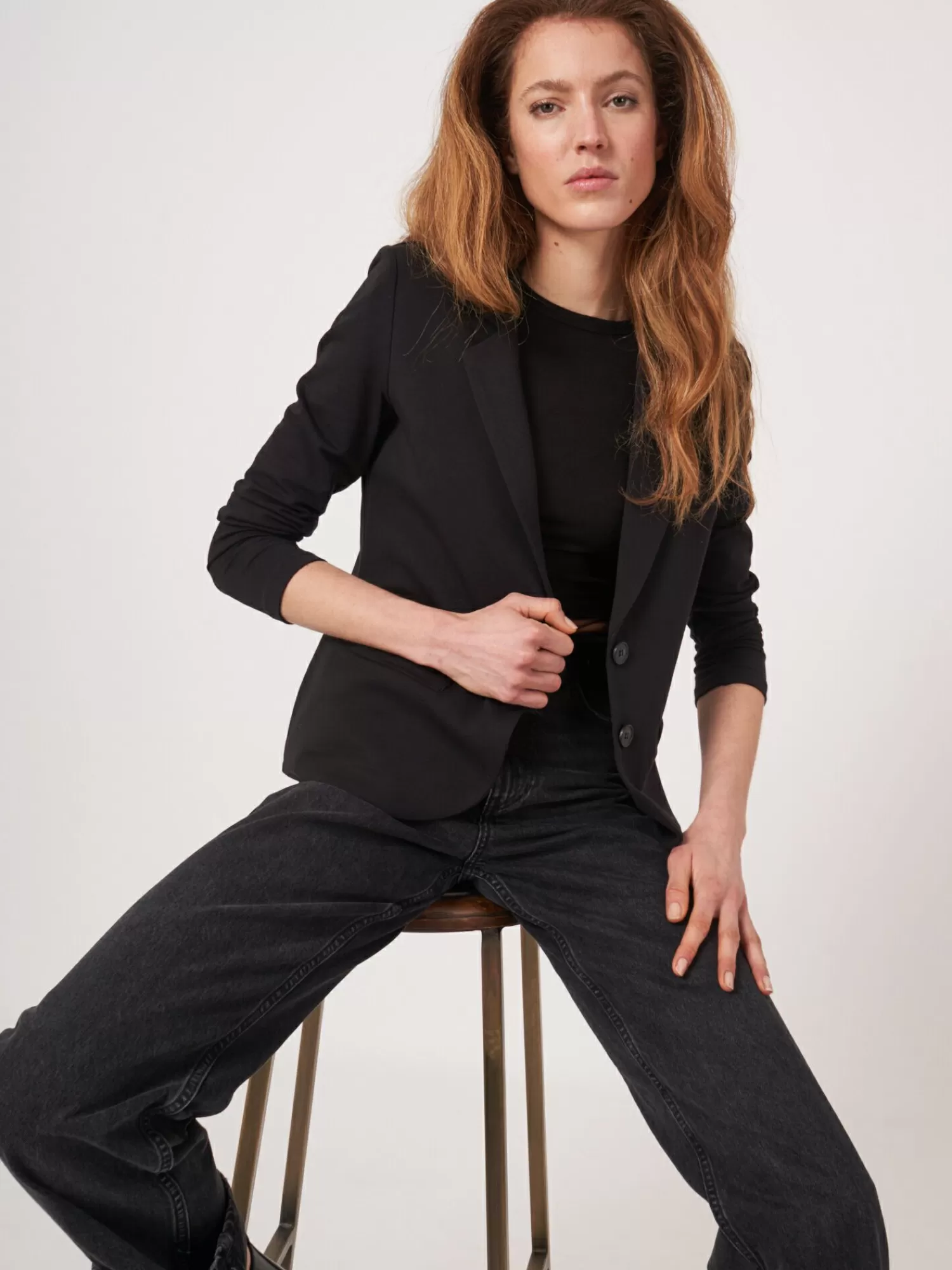 REPEAT cashmere Jassen & Blazers*Sweatshirt blazer Black