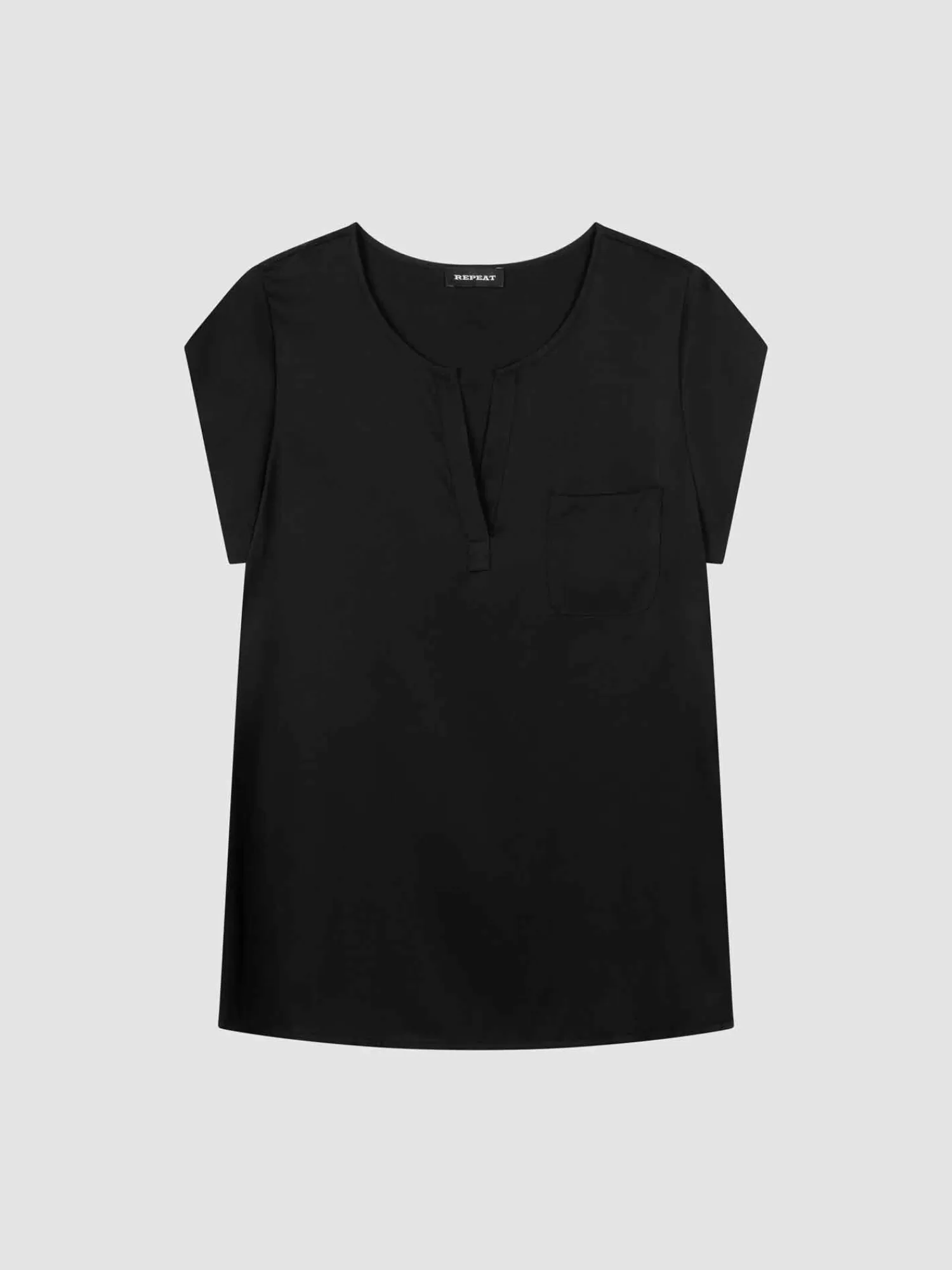 REPEAT cashmere Tops | Blouses*Top met borstzakje Black