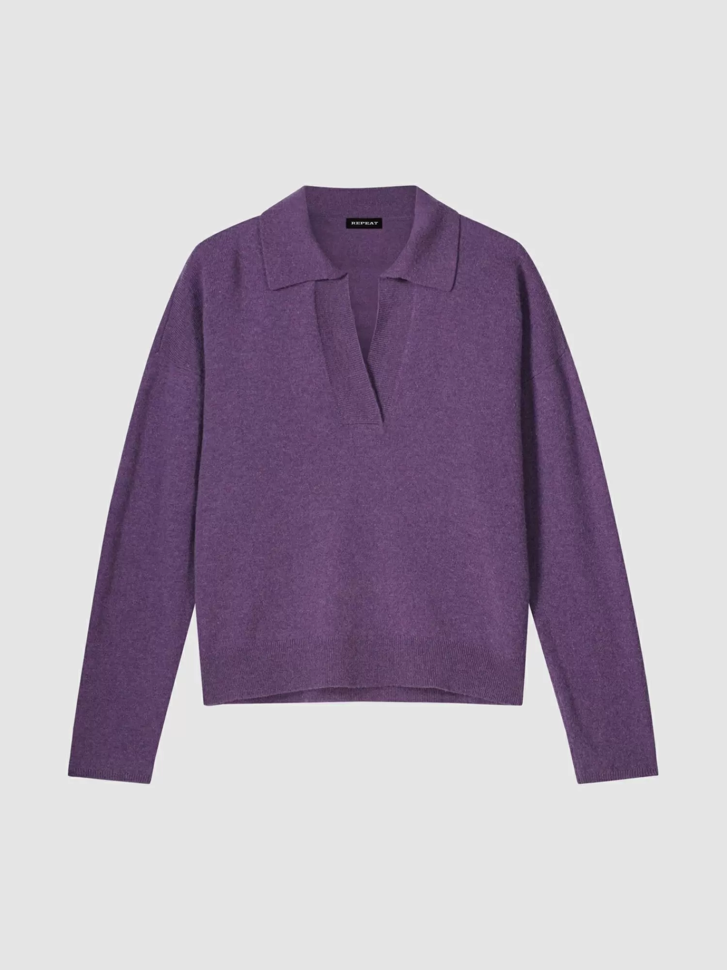 REPEAT cashmere Organic Cashmere | Truien*Trui met polokraag van biologisch cashmere Amethyst