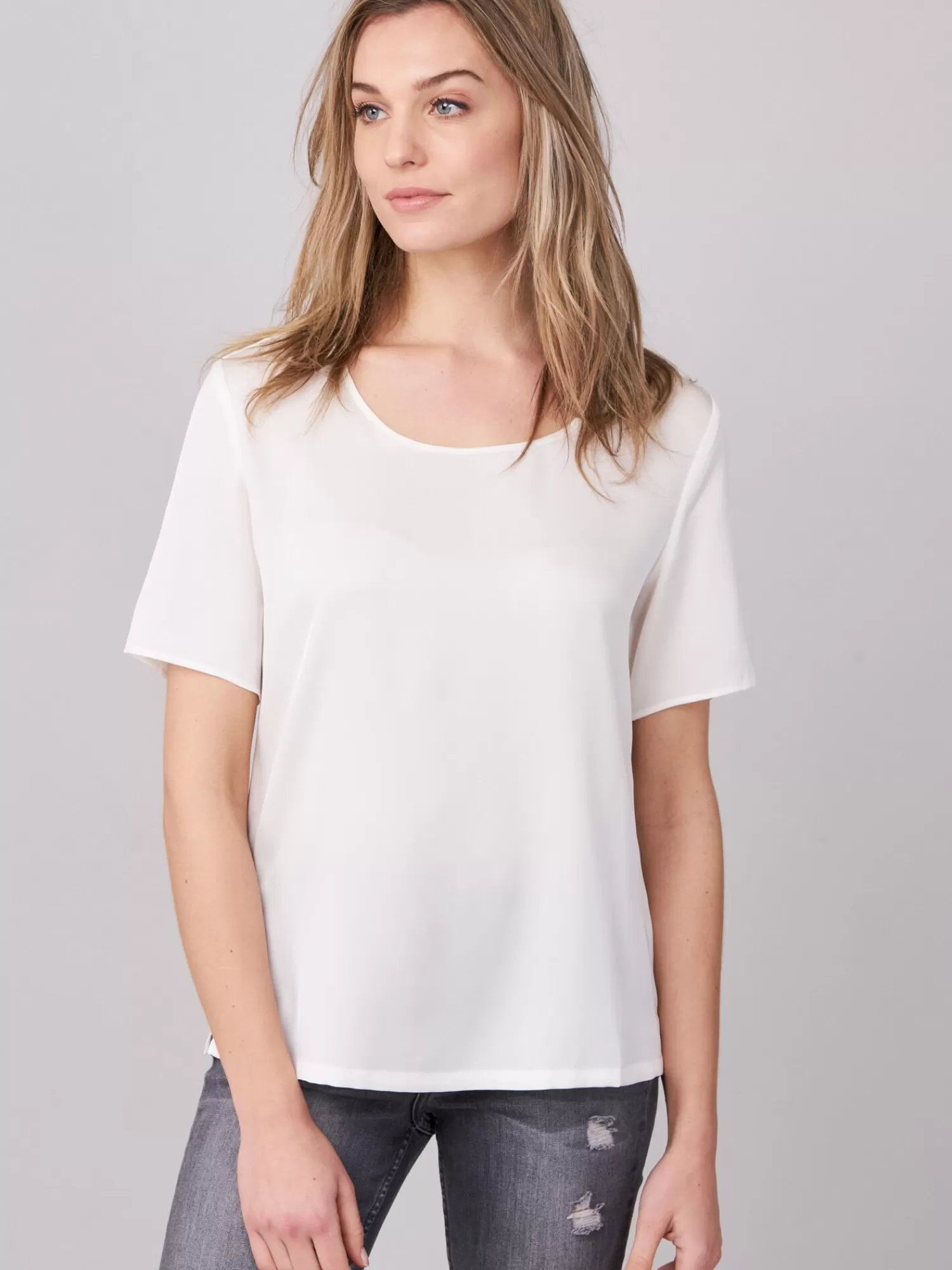 REPEAT cashmere Blouses | Blouses*T-Shirt van zijde Cream