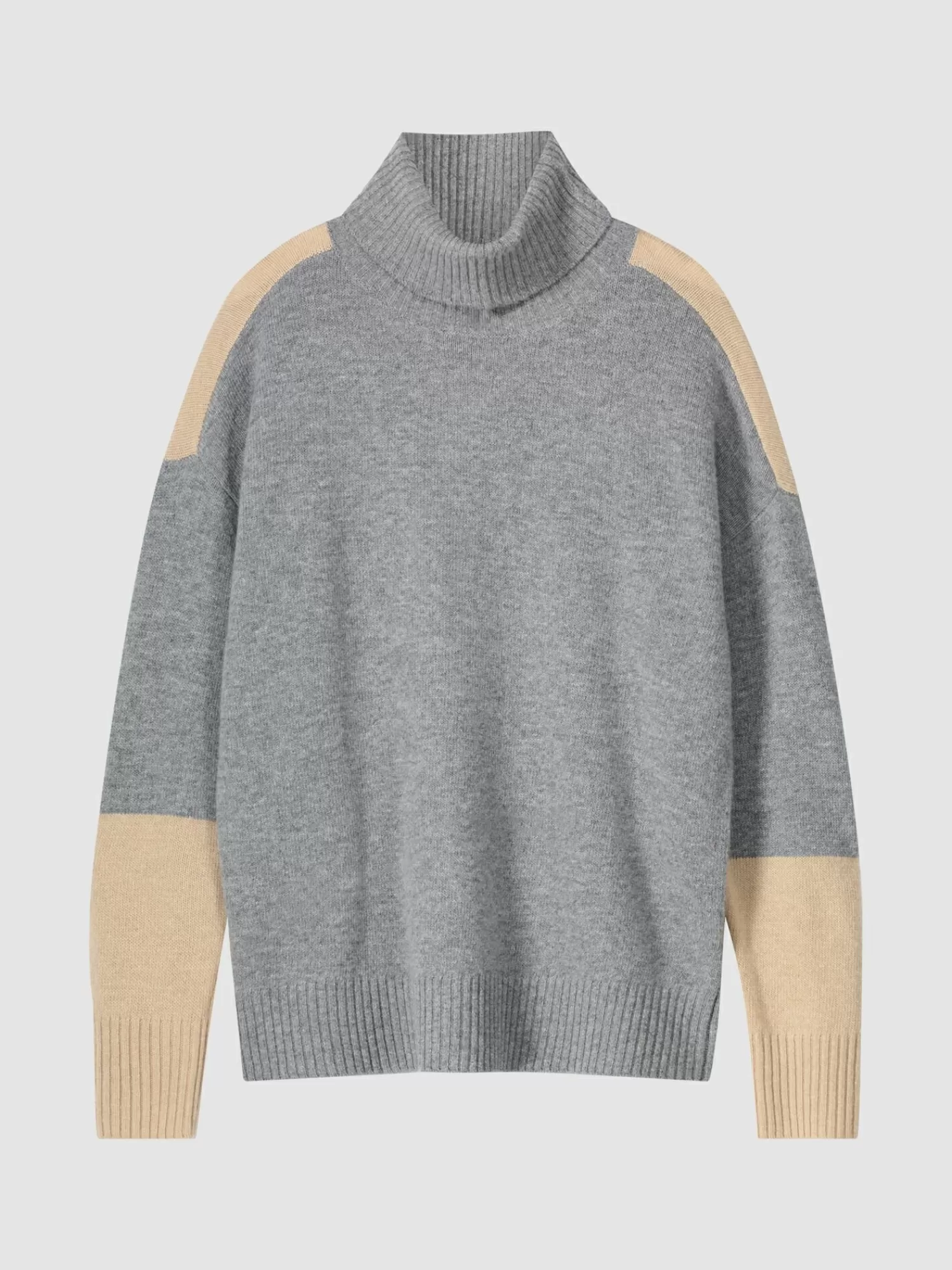 REPEAT cashmere Truien*Tweekleurige coltrui Grey