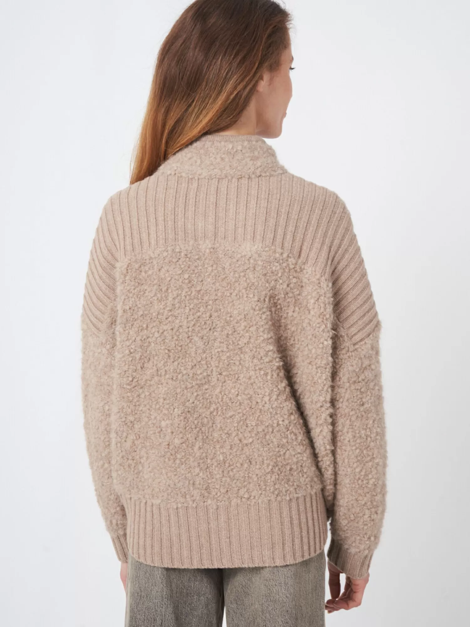 REPEAT cashmere Vesten*Vest met rits van alpaca wolmix Beige