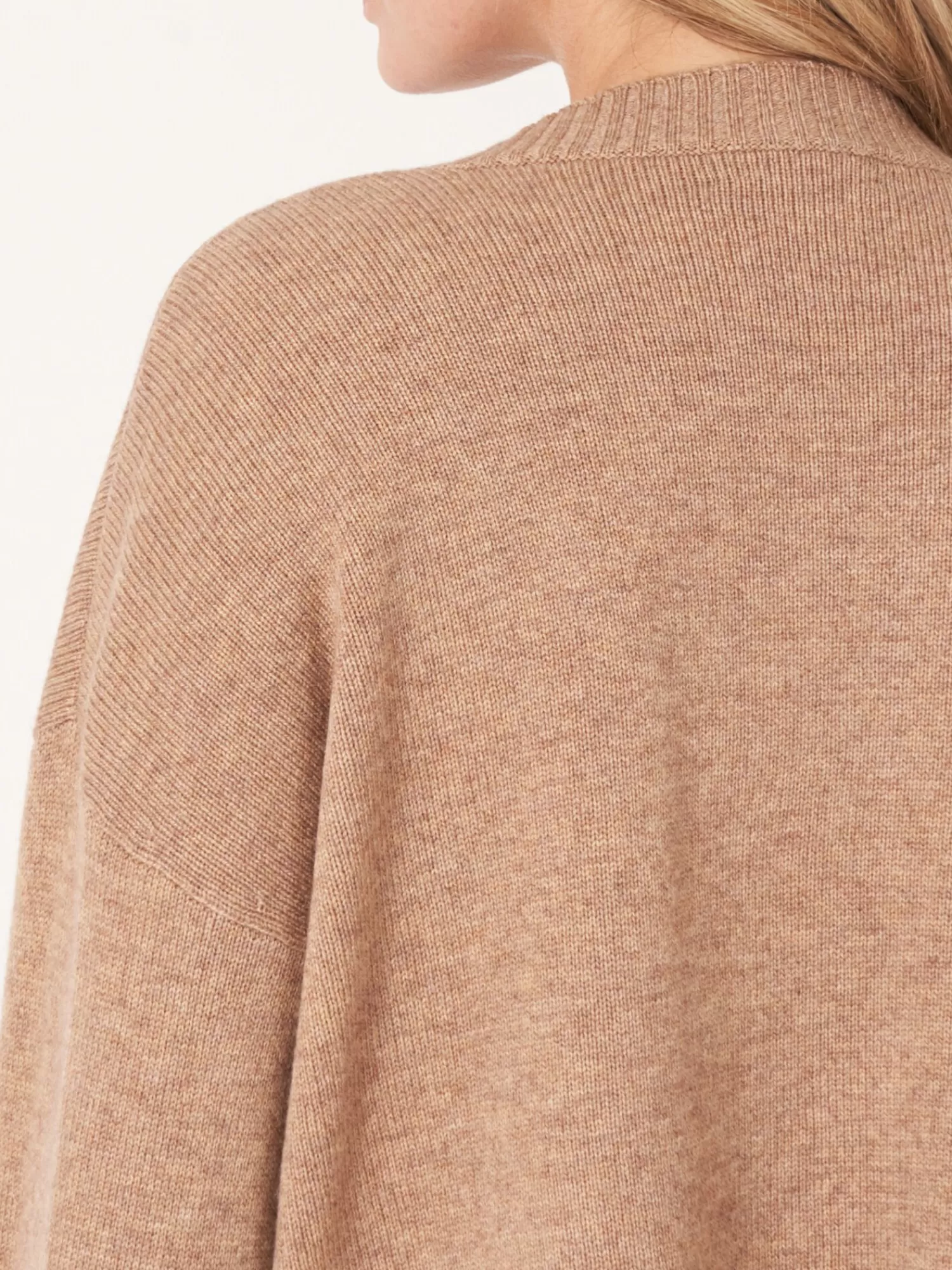 REPEAT cashmere Vesten*Vest met voorzak en wijde mouwen met geribd detail Camel