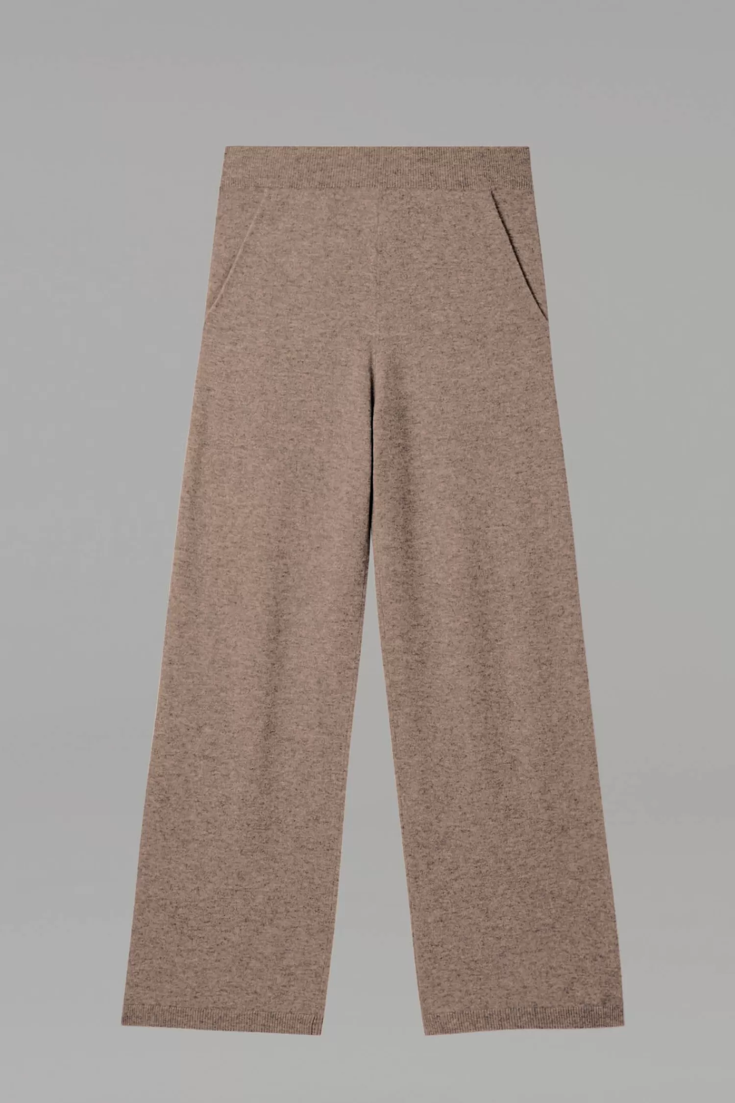 REPEAT cashmere Broeken*Wijde cashmere broek Taupe