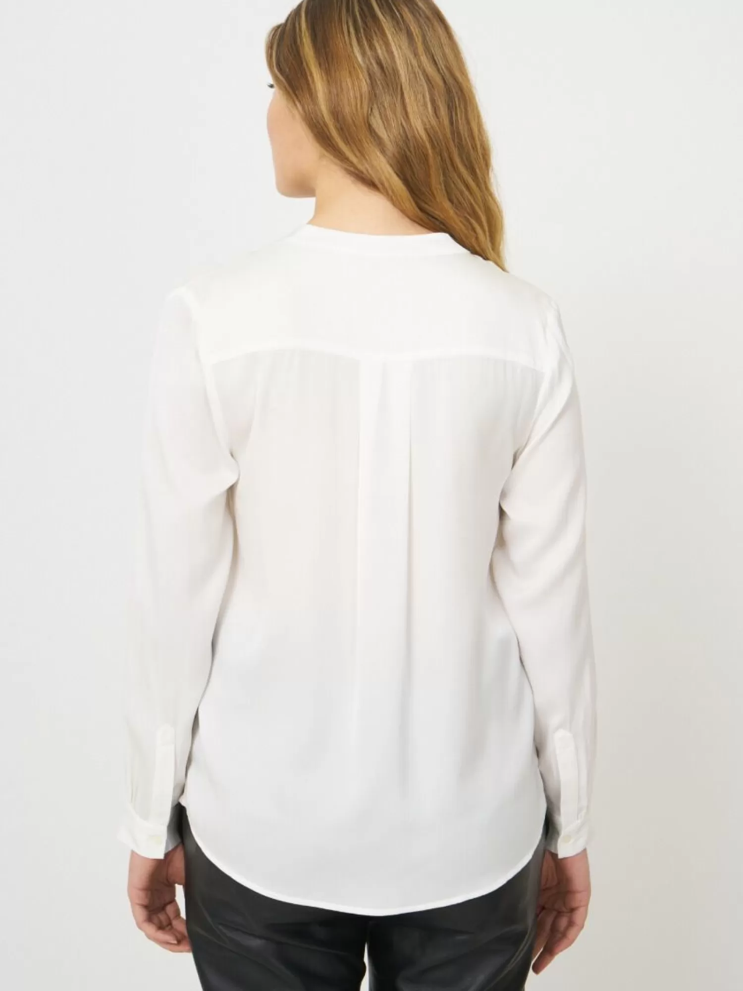 REPEAT cashmere Blouses | Blouses*Zijden blouse met Mao-kraag Cream